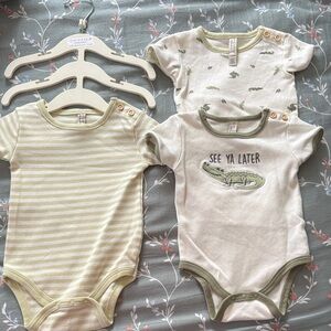 Chick Pea Striped and Alligator Bodysuit Trio